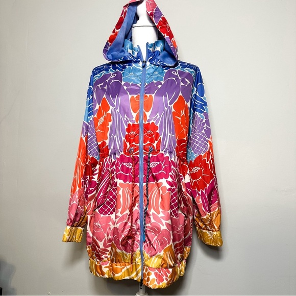 NWOT Farm Rio Tropical Graphic Floral Lightweight Parka Jacket - Picture 3 of 7